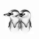 two penguins in love with bow tattoo design idea