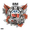bmw m logo with mini bmw behind tattoo design idea