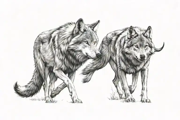 wolf and Taurus tattoo design idea