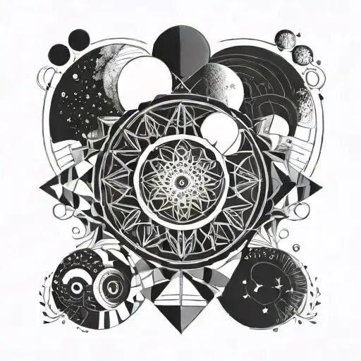 Moon phases ornement tattoo design idea