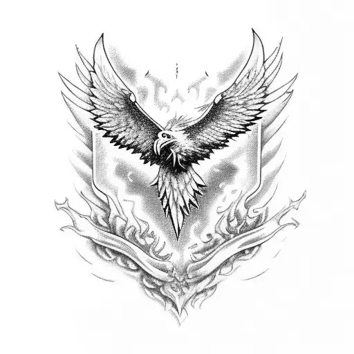 A demonic eagle with fiery wings representing the Antichrist tattoo design idea
