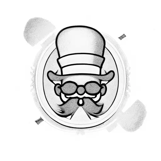 Monopoly Man With a beard & kufi tattoo design idea