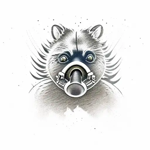 tasmanian devil gas mask tattoo design idea