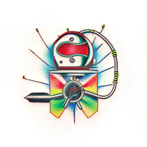 a catheter intubated by a uranium rod tattoo design idea