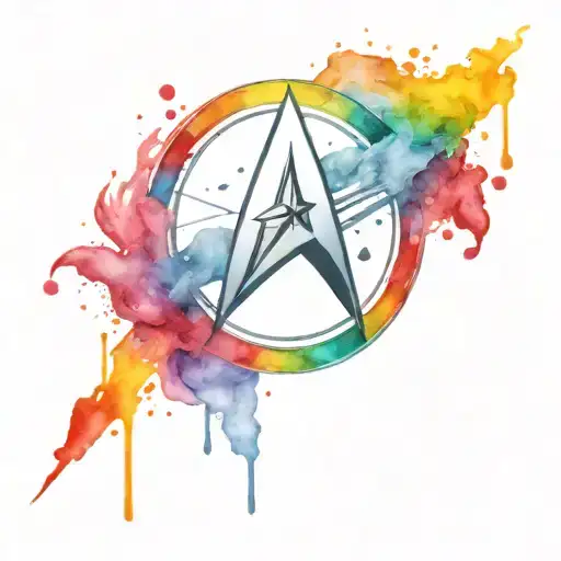 original series star trek insignia, with a rainbow pride theme  tattoo design idea
