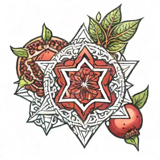 a pomegranate with a star of david geometric mandala tattoo design idea