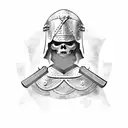 Scary serbian knight with axe tattoo design idea