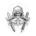 Scary serbian knight with axe tattoo design idea