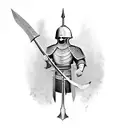 Scary serbian knight with axe tattoo design idea
