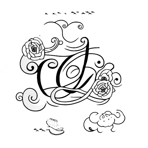 letter mix with O and M tattoo design idea