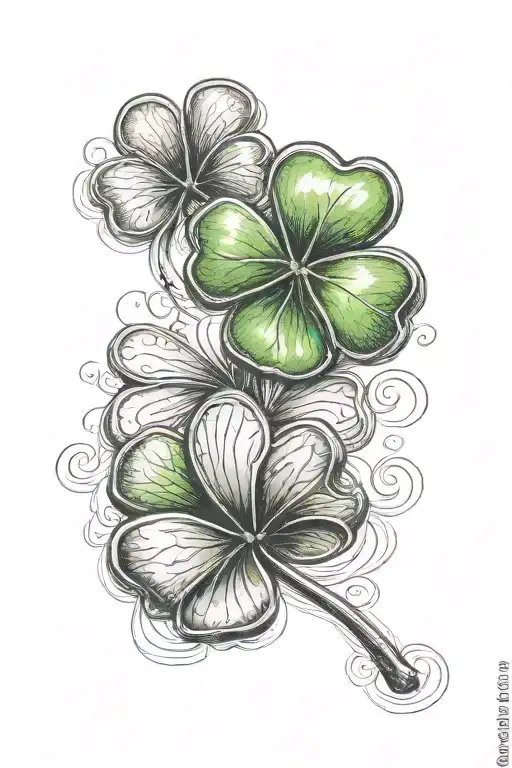 4 leaf clover lucky penny  tattoo design idea