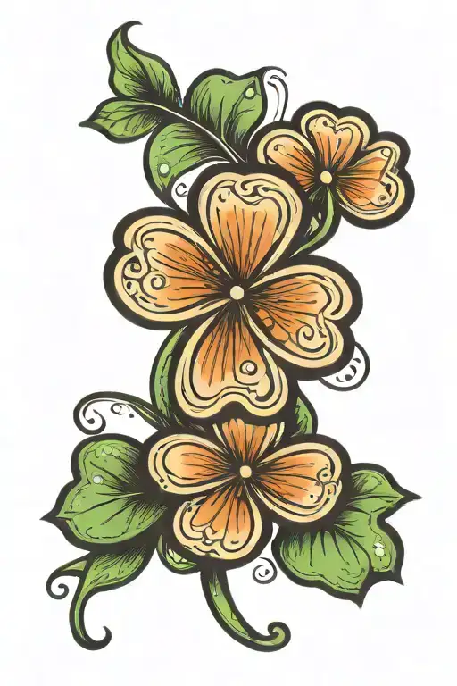 4 leaf clover lucky penny  tattoo design idea