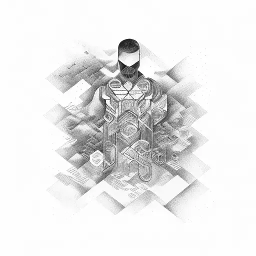 a full sleeve based on Bon Iver's album 22, a million tattoo design idea