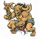 Minotaur tearing open tattoo design idea