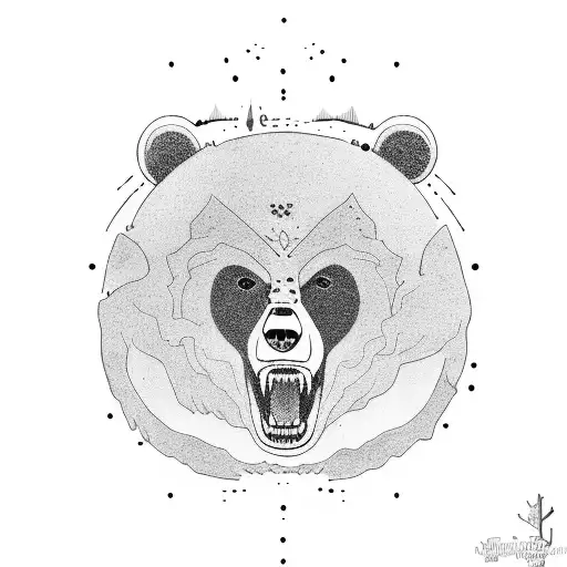 angry bear tattoo design idea