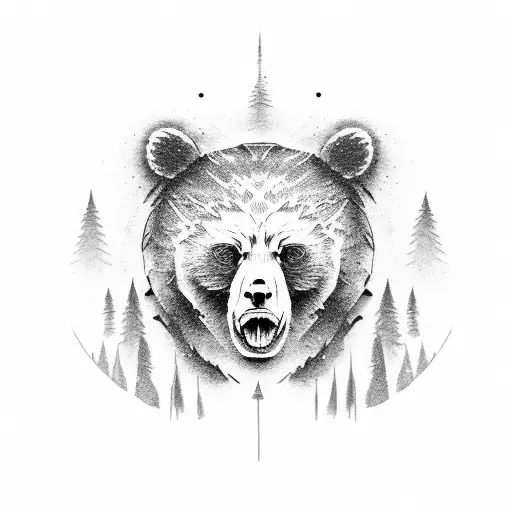 engry punk bear tattoo design idea