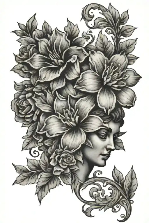 maga flower and Greek mythology  tattoo design idea
