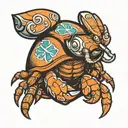 hermit crab with paw patrol emblem tattoo design idea