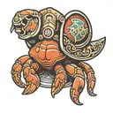 hermit crab with paw patrol emblem tattoo design idea