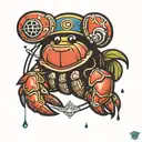 hermit crab with paw patrol emblem tattoo design idea