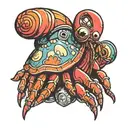 hermit crab with paw patrol emblem tattoo design idea