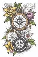 compass and orchid and map and soccer ball and angel and Real Madrid and Jamaica flag  tattoo design idea