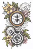 compass and orchid and map and soccer ball and angel and Real Madrid and Jamaica flag  tattoo design idea