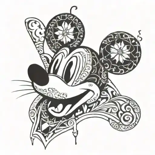 Samoan Mickey Mouse head tattoo design idea