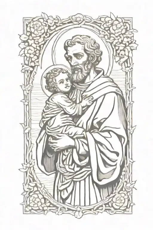 st joseph patren saint of children tattoo design idea