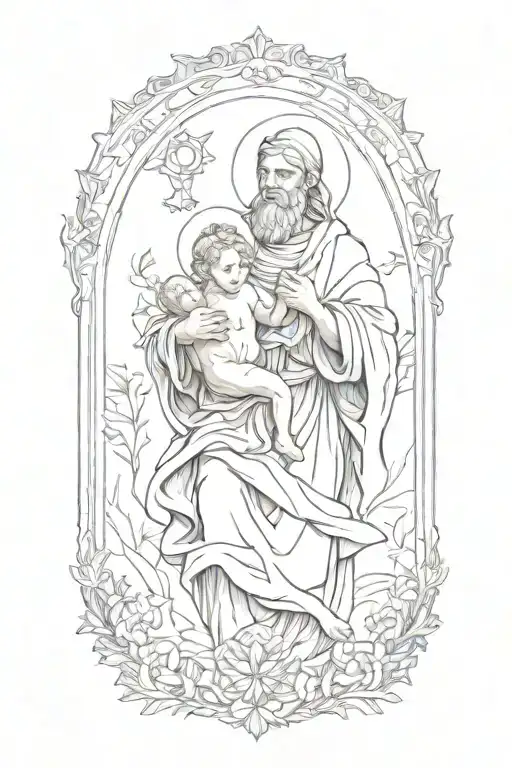 st christopher carrying baby jesus  tattoo design idea