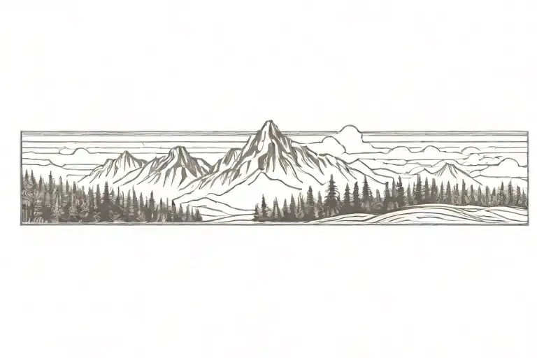 Mountains beach and forest   tattoo design idea