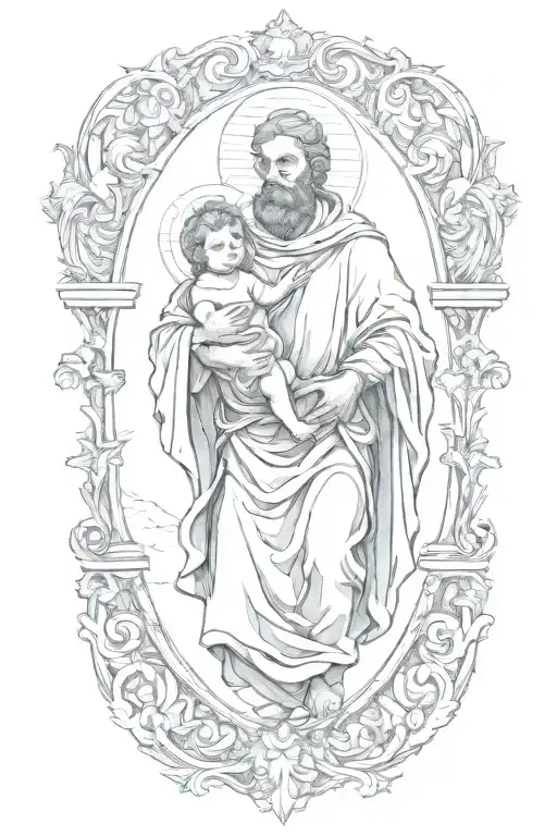 st christopher carrying baby jesus  tattoo design idea