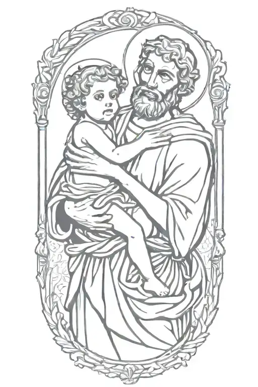 st christopher holding baby jesus  tattoo design idea