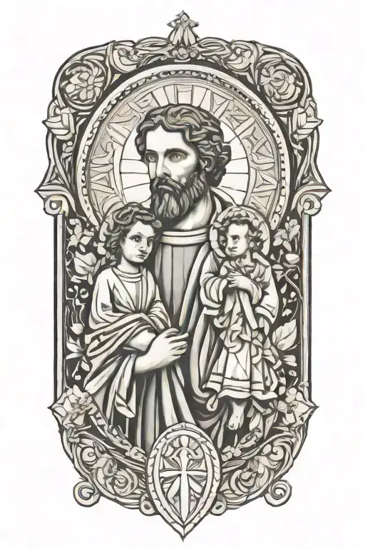 st joseph patron saint of children tattoo design idea