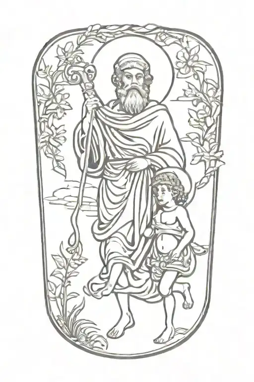 st christopher carrying a child   tattoo design idea