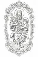 st christopher carrying baby jesus tattoo design idea