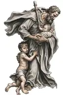 St christopher carrying a toddler  tattoo design idea