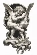 two cherubs playing  tattoo design idea