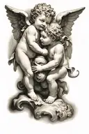 two cherubs playing  tattoo design idea