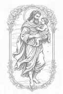 st christopher carrying baby jesus tattoo design idea