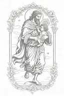 st christopher carrying baby jesus tattoo design idea