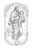 st christopher carrying baby jesus tattoo design idea