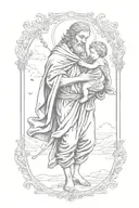 st christopher carrying baby jesus tattoo design idea