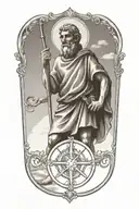 st christopher, patron saint of children and travel tattoo design idea