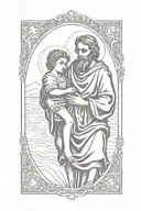 st christopher carrying baby jesus tattoo design idea