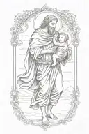 st christopher carrying baby jesus tattoo design idea