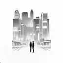 downtown night city from cyberpunk with a shadow figure meeting a guy in front of a blacked out car tattoo design idea