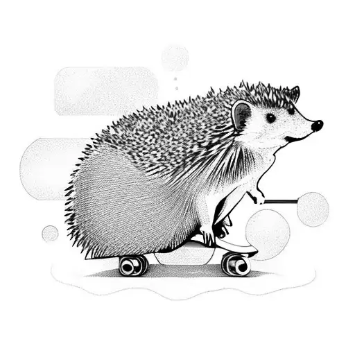 hedgehog riding skateboard  tattoo design idea