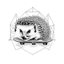 hedgehog riding skateboard  tattoo design idea