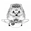 hedgehog riding skateboard  tattoo design idea